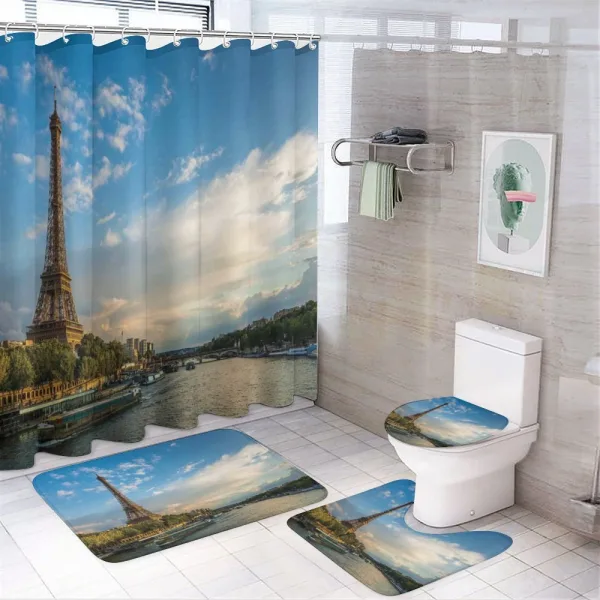 Sun Eiffel Tower on a shower curtain