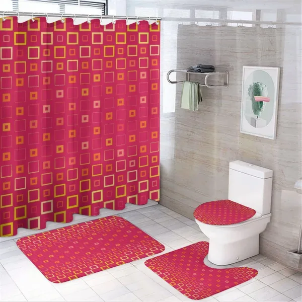Thin Bold Squares on a shower curtain