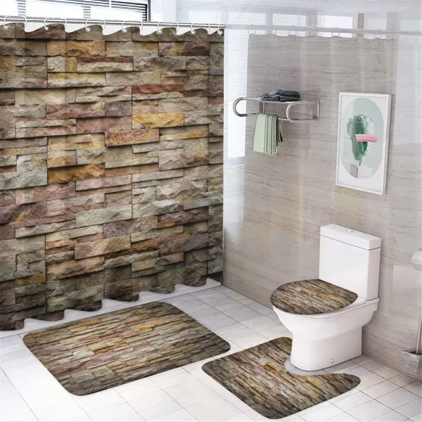 Urban Brick Slate Wall on a shower curtain