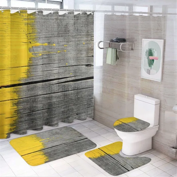 Vintage Wooden Board on a shower curtain