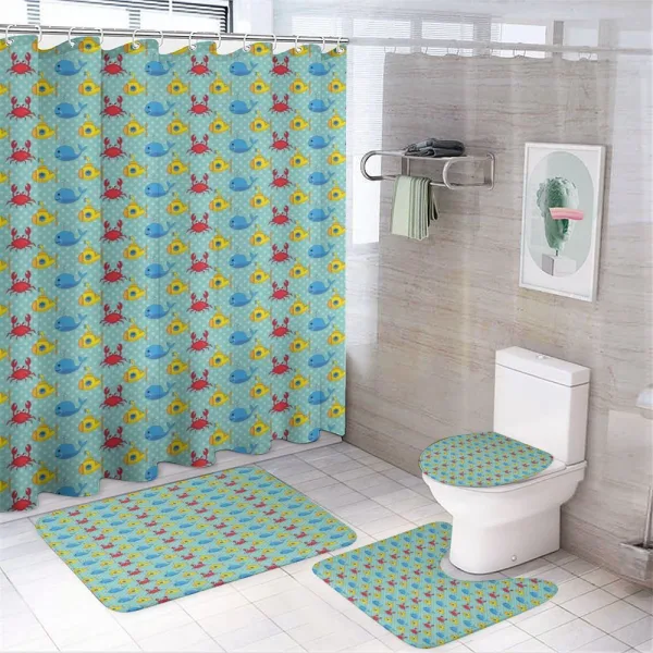 Whales Crabs on a shower curtain