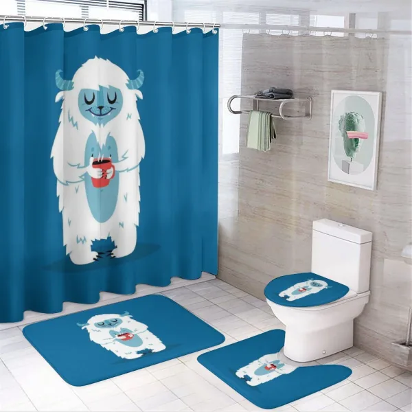 Yeti Coffee Cup Winter on a shower curtain