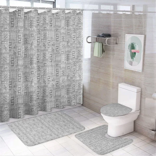 Apartment Buildings Sketch on a shower curtain