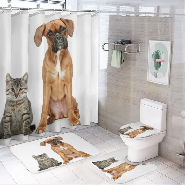 Cat Dog Animal Friends on a shower curtain
