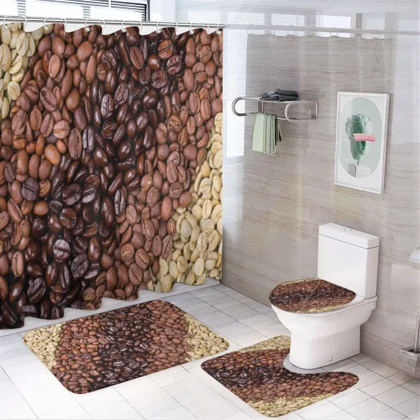 Coffee Beans Stripes on a shower curtain