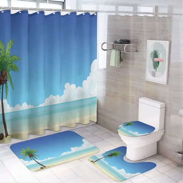 Exotic View Tree and Coconuts on a shower curtain