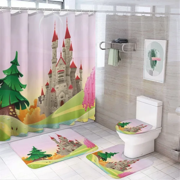 Fairytale Castle Woodland on a shower curtain