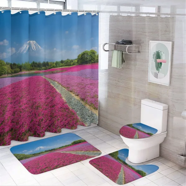 Flourishing Shibazakura Scene on a shower curtain