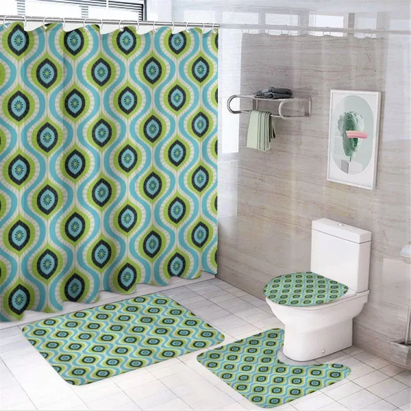 Geometric Ogee Inspired Figures on a shower curtain
