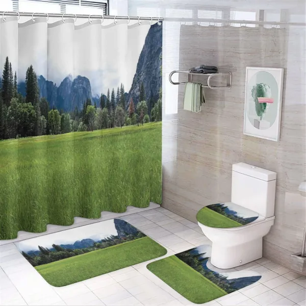 Green Meadow Scenery on a shower curtain