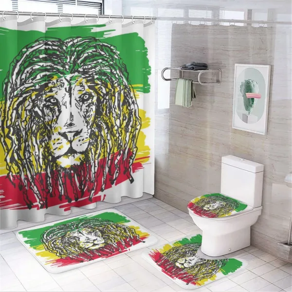 Hair Style Lion Portrait on a shower curtain