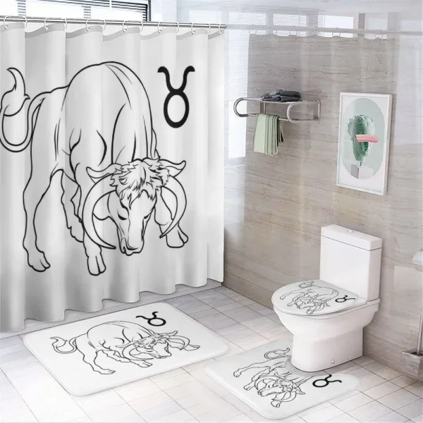 Hand Drawn Bull on a shower curtain