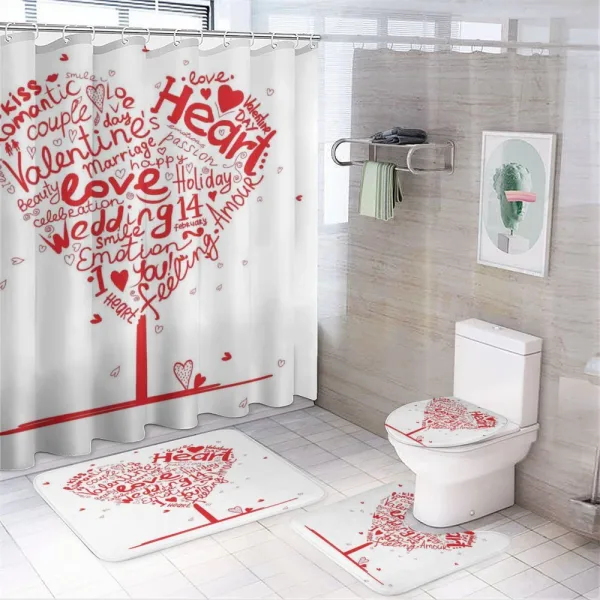 Heart Shaped Happy Tree on a shower curtain