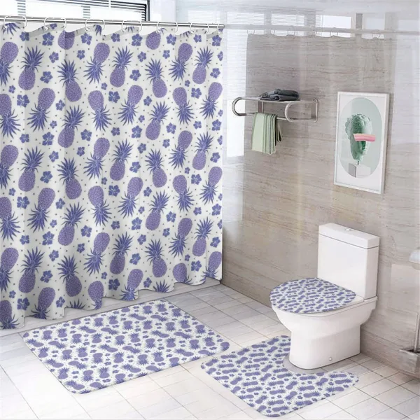 Hibiscus and Pineapple on a shower curtain
