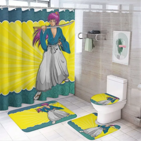 Manga Style Samurai Girl on a shower curtain