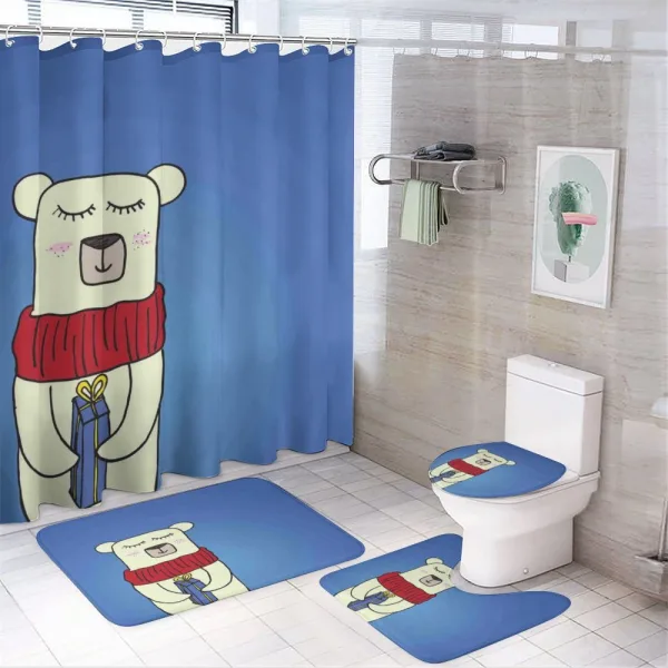 Merry Xmas Cartoon on a shower curtain