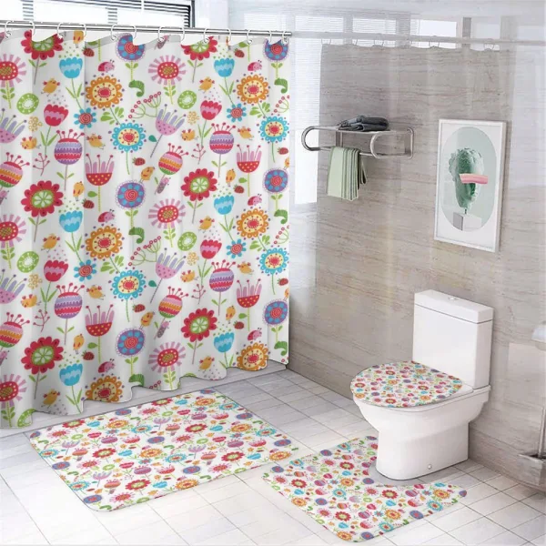 Playful Garden Flowers on a shower curtain