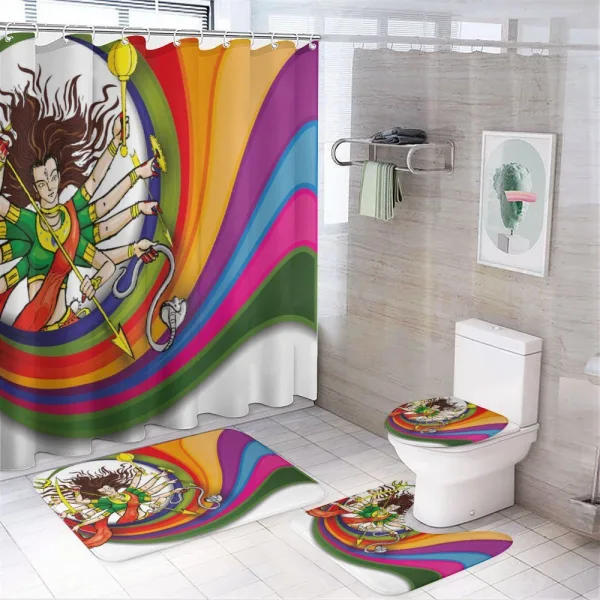 Rainbow Circle Snake on a shower curtain