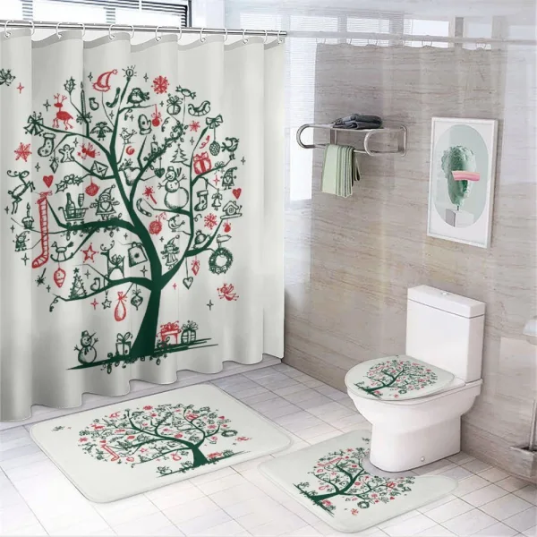 Tree Ornaments Gifts on a shower curtain