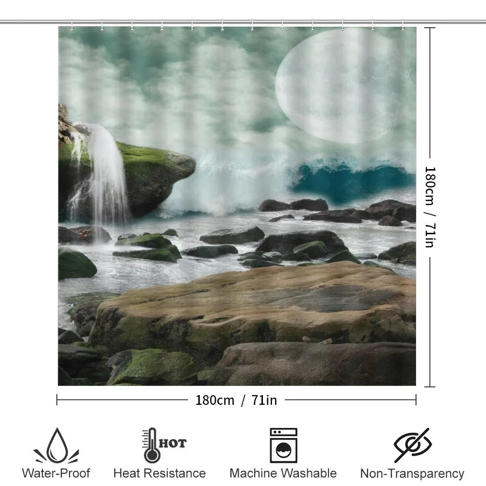 Waterfall Foggy Full Moon — Detail 2