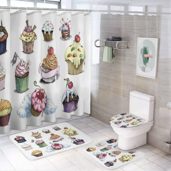 Yummy Cupcake Medley on a shower curtain