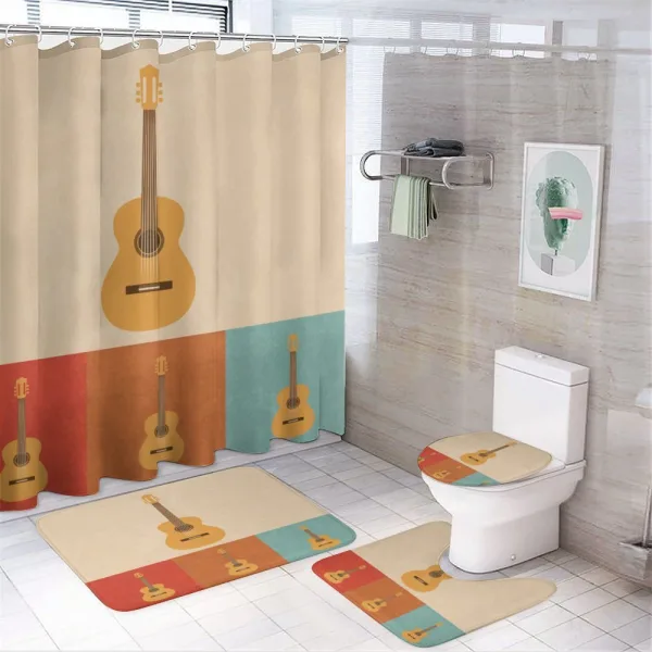 Acoustic Guitars Retro on a shower curtain