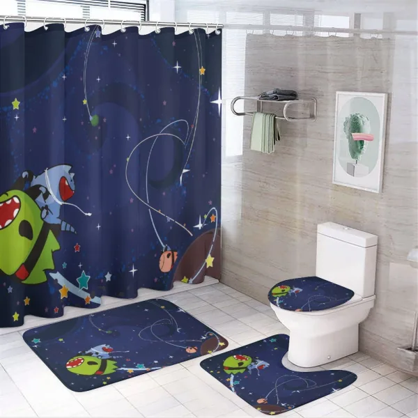 Cartoon Kitten Aliens on a shower curtain