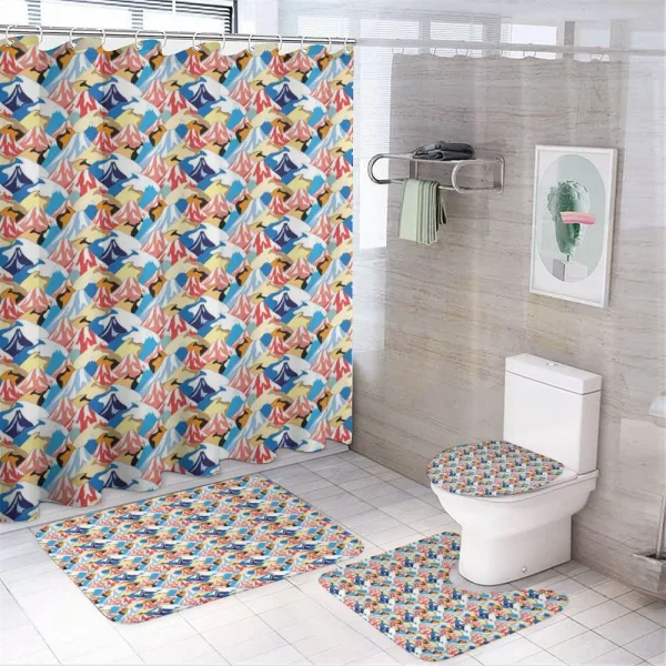 Colorful Abstract Peaks on a shower curtain