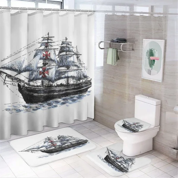 Columbus Ship Sailing on a shower curtain