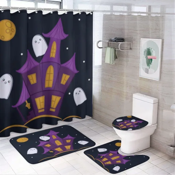 Dark Night and Haunted House on a shower curtain