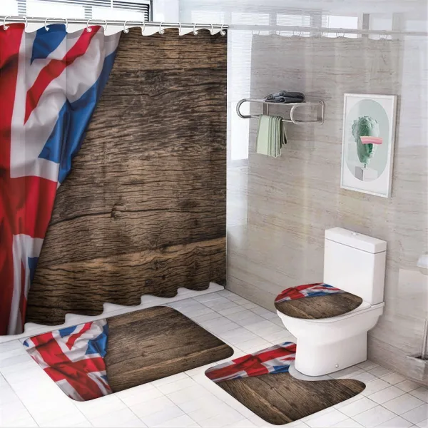 Flag on Oak Board on a shower curtain