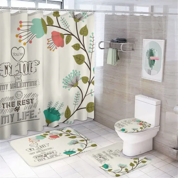 Flower with Leaf on a shower curtain