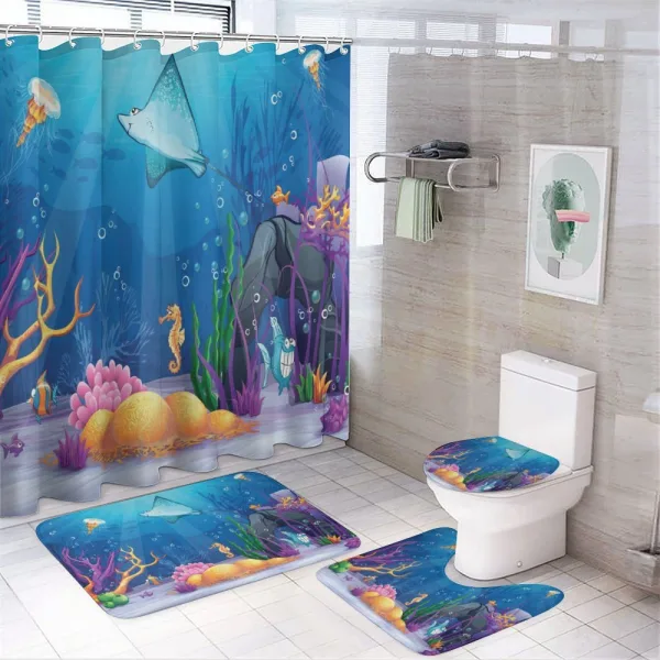 Marine Life Fish Moss on a shower curtain