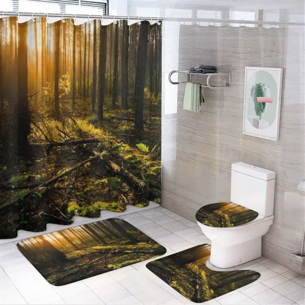 Misty Morning Sun Rays on a shower curtain