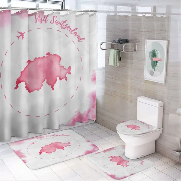 Monochrome Map Design on a shower curtain