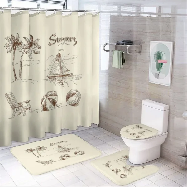 Monochrome Tropical Tree on a shower curtain