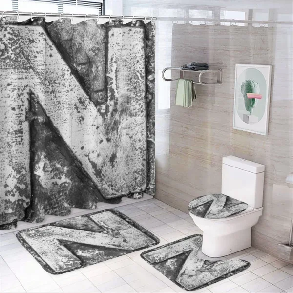 N on a shower curtain