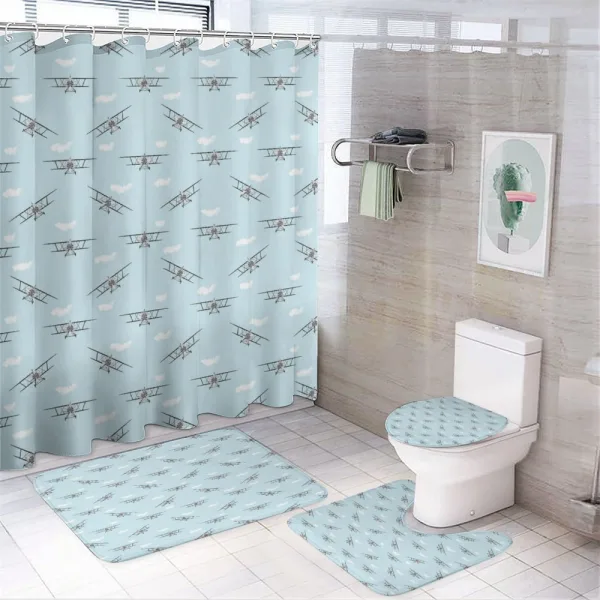 Old Aircraft Biplanes on a shower curtain