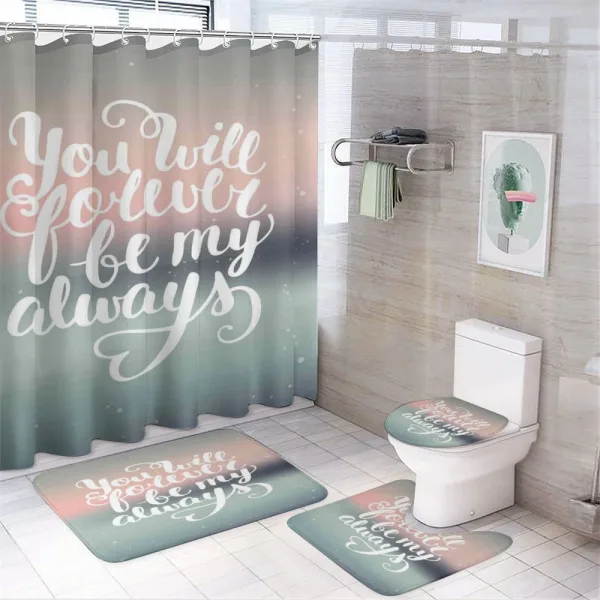 Pastel Tones Romantic Words on a shower curtain