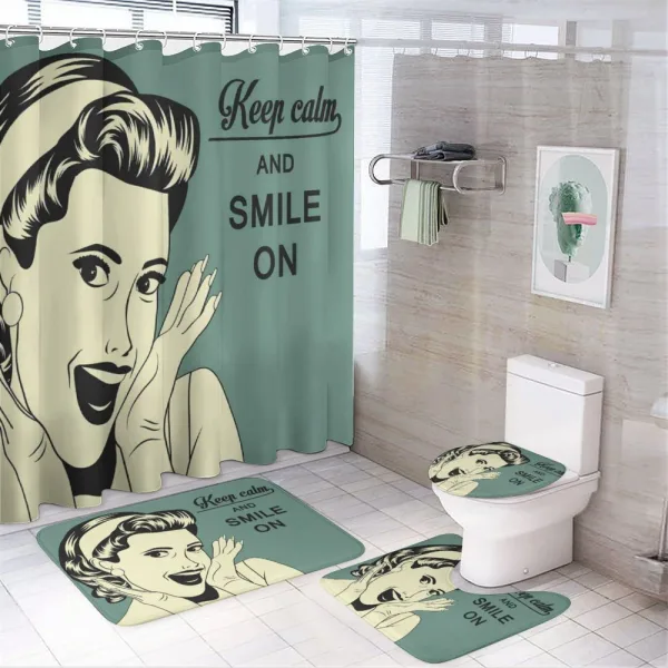 Smiling Lady on a shower curtain