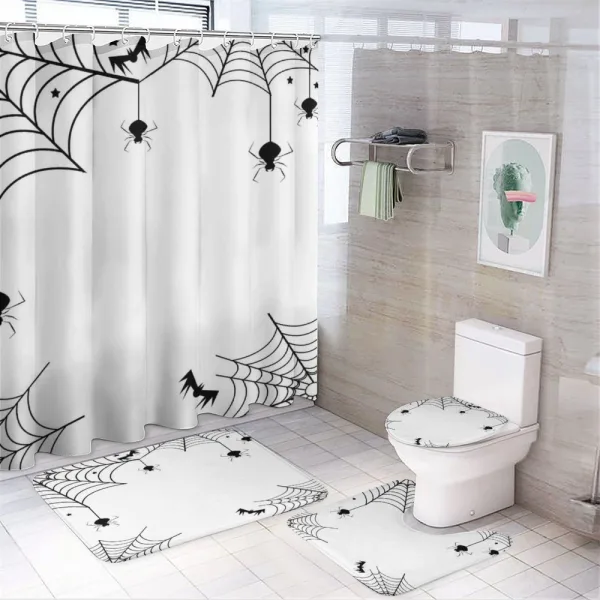 Spiders Bats Cobweb on a shower curtain