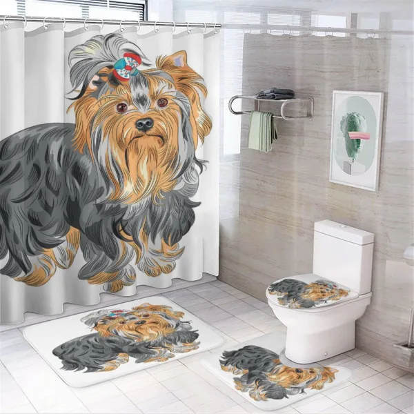 Terrier with Bow on a shower curtain