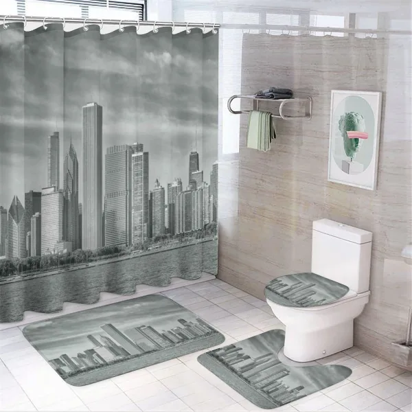 Waterfront City on a shower curtain