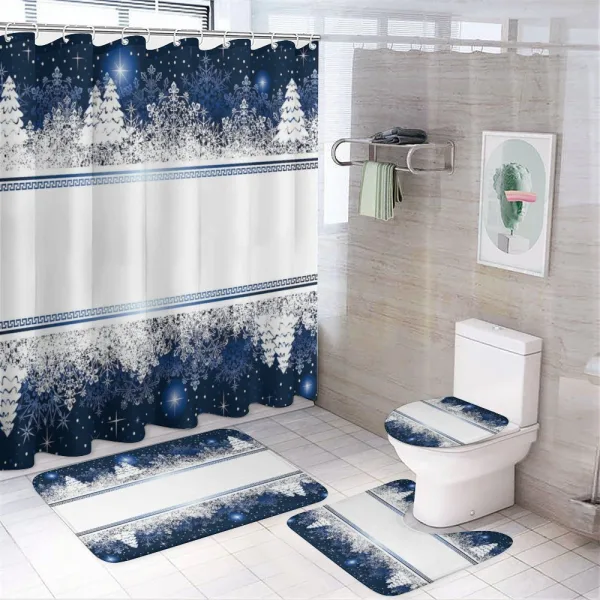 Yule Winter Border on a shower curtain