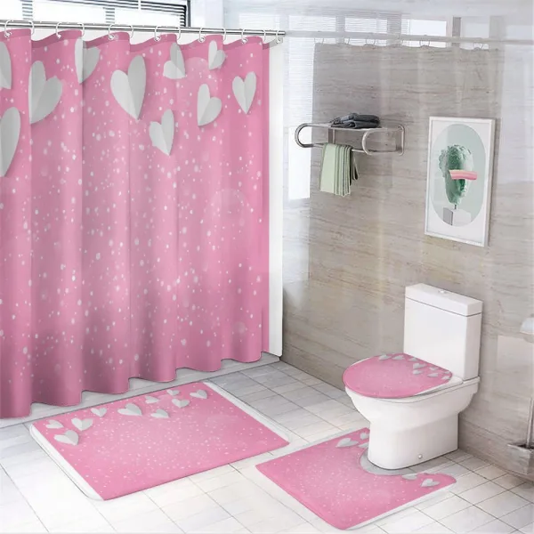 3D Hearts Wings on a shower curtain