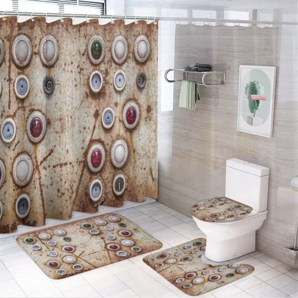 Antique Broken Engine on a shower curtain