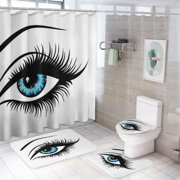 Azure Blue Glance Cartoon on a shower curtain