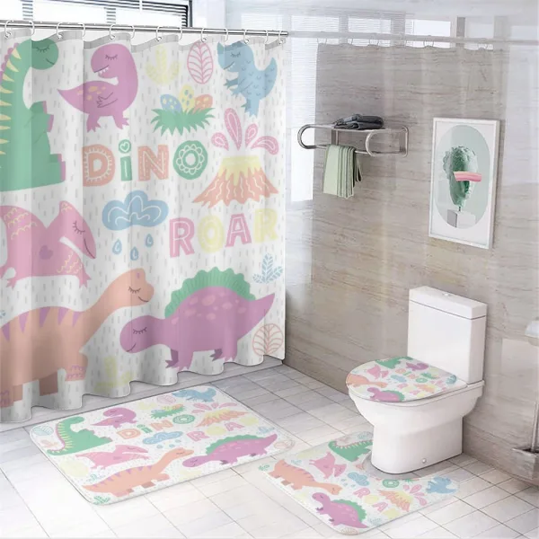 Baby T-Rex Nursery Theme Art on a shower curtain