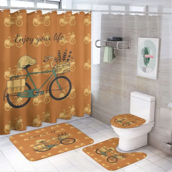 Bicycle with Flower Crates on a shower curtain