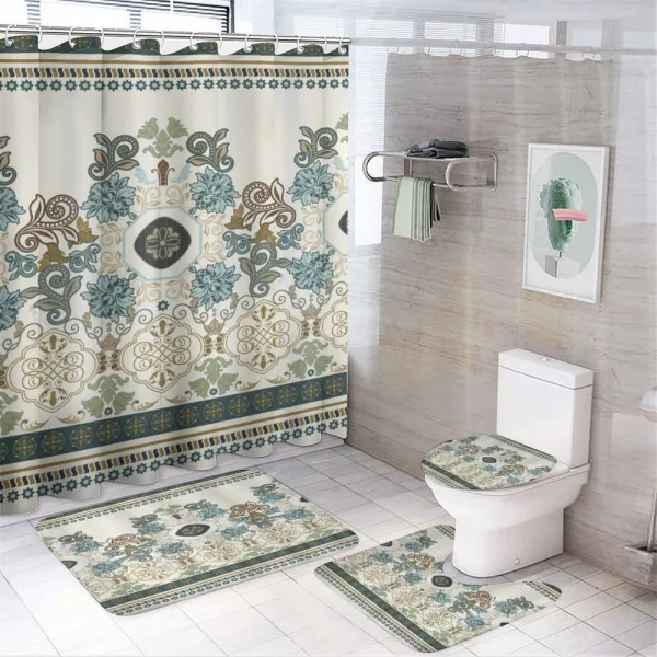 Botanical Motifs Artistic Nostalgic on a shower curtain